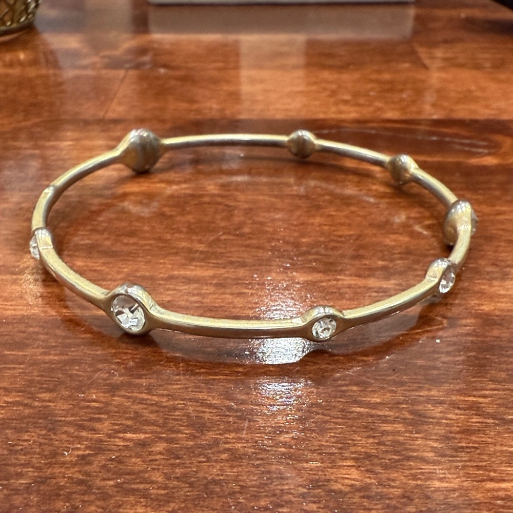 Lia Sophia Gold-Tone Crystal Accent Bangle Bracelet